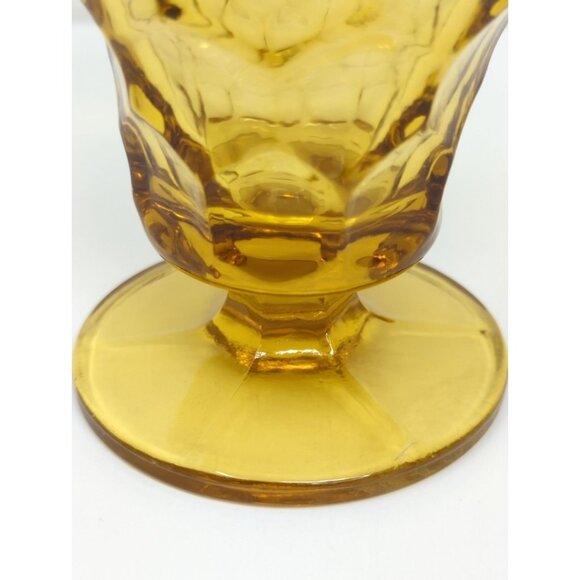 Set of 4 Anchor Hocking Topaz Amber Georgian Footed Iced Tea Glasses 5" vintage - Picture 6 of 9